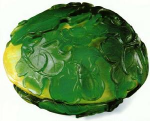 黃地套綠玻璃瓜形盒 黃地套綠玻璃瓜形盒