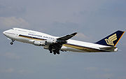 （圖）新加坡航空的波音747從倫敦希斯羅機場起飛