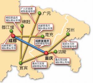 《成渝經濟區城際鐵路網規劃》示意圖製圖