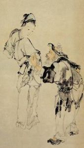 清黃慎漁翁漁婦圖 清黃慎漁翁漁婦圖