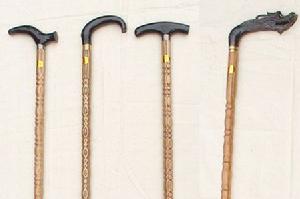 棕竹牛角手杖