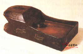 漢彩繪嵌銀箔漆砂硯