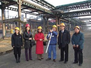 （圖）審計人員在某項外資效益審計中深入生產車間了解環保效益情況。