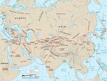 古代陸上和海上絲綢之路路線圖