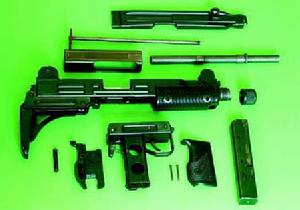 以色列烏齊9mm衝鋒鎗的不完全分解圖