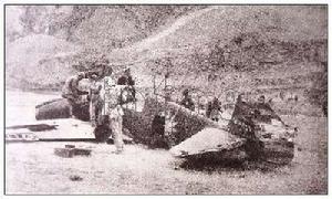 1947年，陝北蟠龍戰役中被擊落的國民黨戰機。