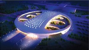 包頭立體綜合交通樞紐夜景鳥瞰圖