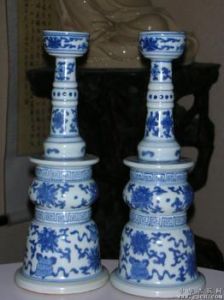 青花燭台 青花燭台