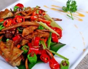 茶樹菇乾烹素蝦柳 茶樹菇乾烹素蝦柳