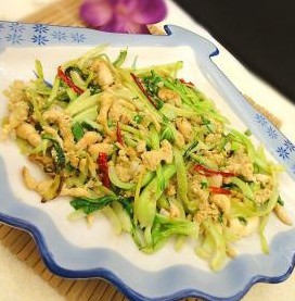 青菜梗炒豆丹