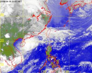 颱風浣熊衛星雲圖 4月18日下午8時