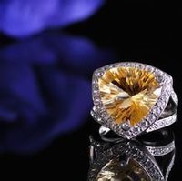 高檔珠寶首飾 純天然黃水晶戒指