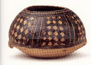 菱格紋彩陶盂 菱格紋彩陶盂