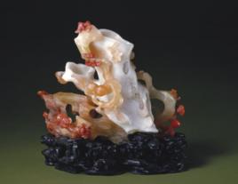 清紅白瑪瑙蝙蝠桃樹花插 清紅白瑪瑙蝙蝠桃樹花插