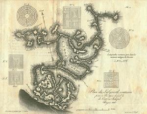 1821年的一張圖解，描繪了格爾蒂迷宮