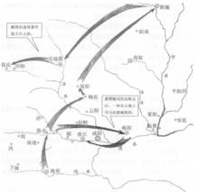 灌嬰、酈商進軍及三秦戰役軍事成果示意圖