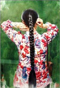 油畫《湘妹子》