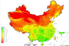 2005年中國濕潤係數分布圖