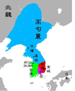 5世紀末時朝鮮三國時代的版圖