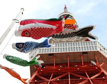 日本懸掛鯉魚旗迎接男孩節