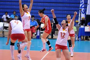 中國隊慶祝戰勝巴西隊