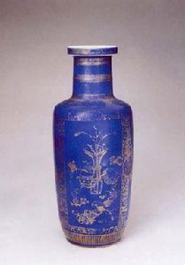 清康熙灑藍釉棒槌瓶 清康熙灑藍釉棒槌瓶