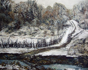 春雪初融，80x110cm布面油畫，2007年