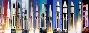土星系列火箭（從左到右分別為土星1號、1號、1號、1號、1號、1號、1B、1B、1B、1B、1B、1B、1B、1B、1B）