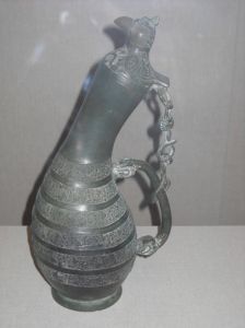 戰國青銅鳥蓋瓠壺