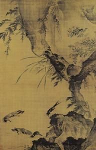 明呂紀浴鳧圖軸 明呂紀浴鳧圖軸