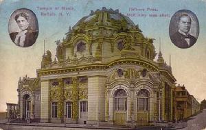 一張印有音樂聖殿的明信片