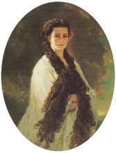 描繪茜茜長發的肖像畫，1864年