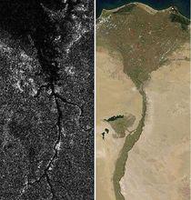 左圖是河谷，右圖是衛星圖像