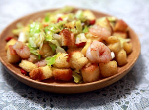 炒麵包蝦仁 炒麵包蝦仁