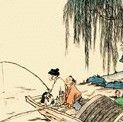老翁垂釣圖