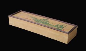 王民生竹簧刻山水人物紋文具盒