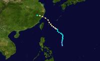 颱風“雲娜”移動路徑圖
