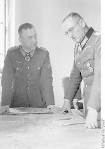 1944年4月舍爾納與奧托·沃勒上將討論戰況