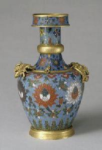 元掐絲琺瑯纏枝蓮紋藏草瓶 元掐絲琺瑯纏枝蓮紋藏草瓶