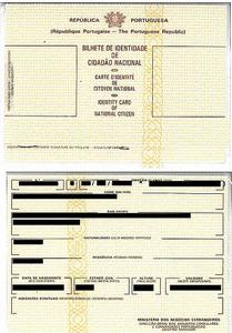 第二代葡萄牙國民身份證正、背面式樣