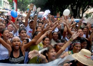 1月27日，在巴西貝倫市中心，參加世界社會論壇的代表們舉行遊行。