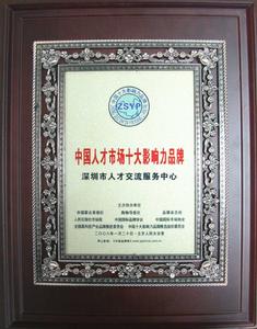 中國人才市場十大影響力品牌