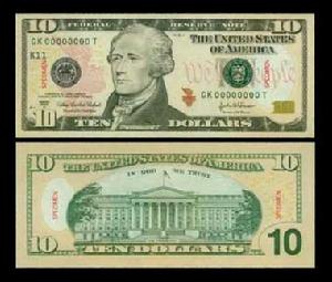 （圖）新版10美元紙幣的正面和反面