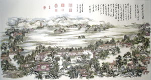 黃東雷國畫《明湖全景圖》