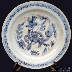 明青花麒麟紋盤 明青花麒麟紋盤