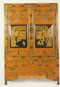 （圖）朱漆彩繪雕花櫃 ·清朝