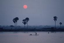 赤道上剛果河的日落