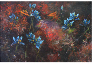 七彩夢荷（國畫）