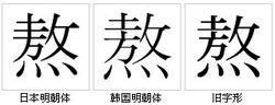 “熬”字形對比