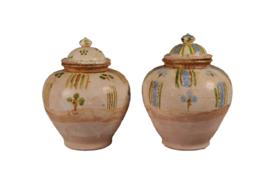 唐三彩蓋罐(一對) 唐三彩蓋罐(一對)